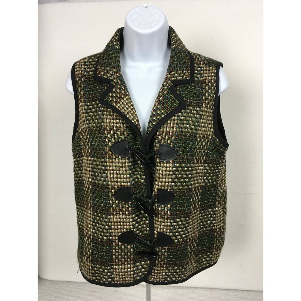 Christopher  Banks Womens Tweed Vest Medium Black & Green 38" Chest 21" Back Len